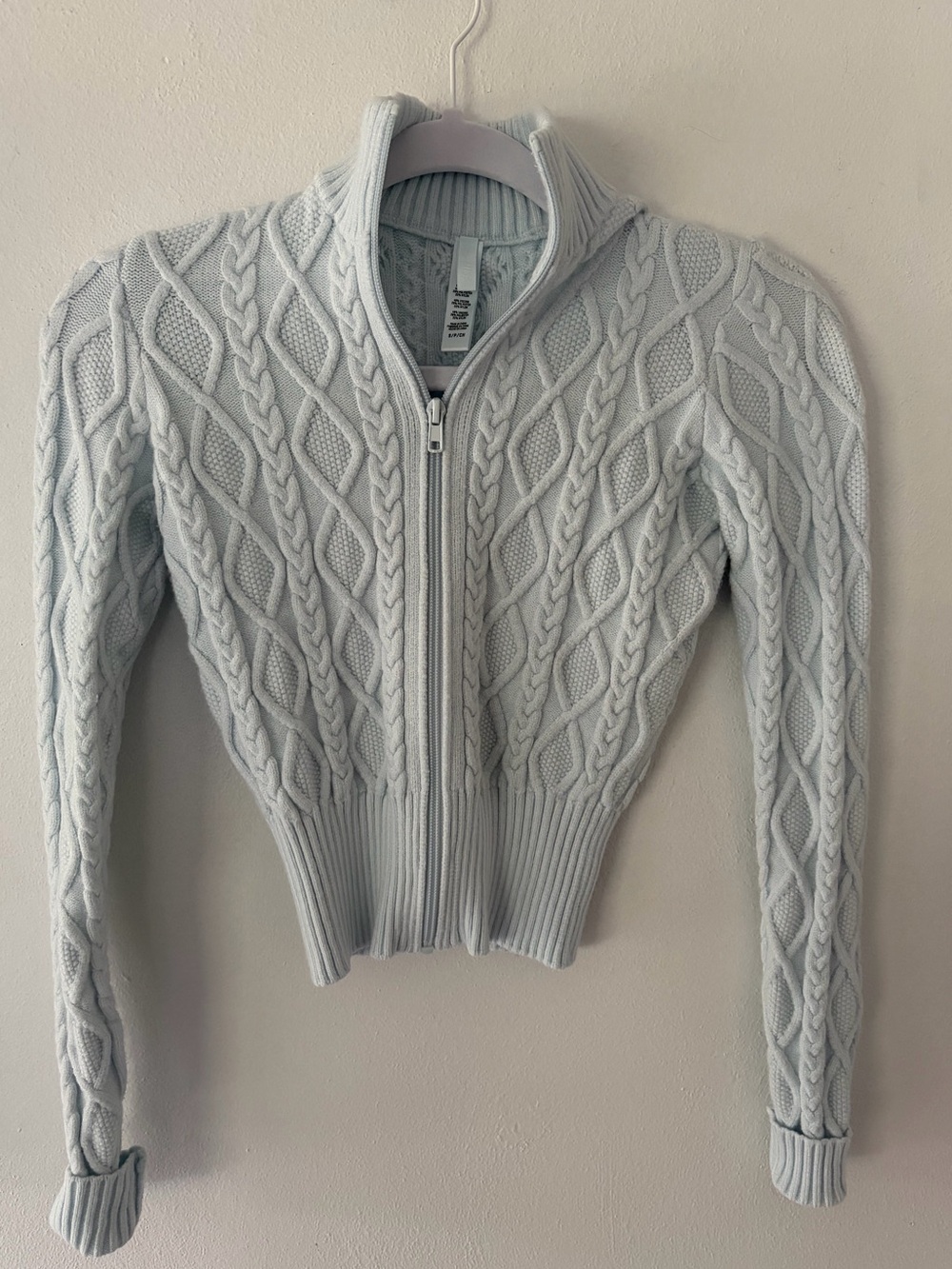 SKIMS light Blue Cable Zip-Up Cardigan